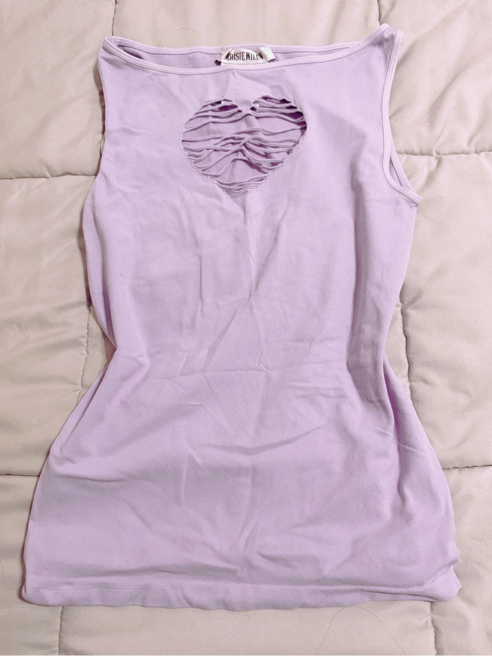 Lilac Heart Cutout Sleeveless Tank Top